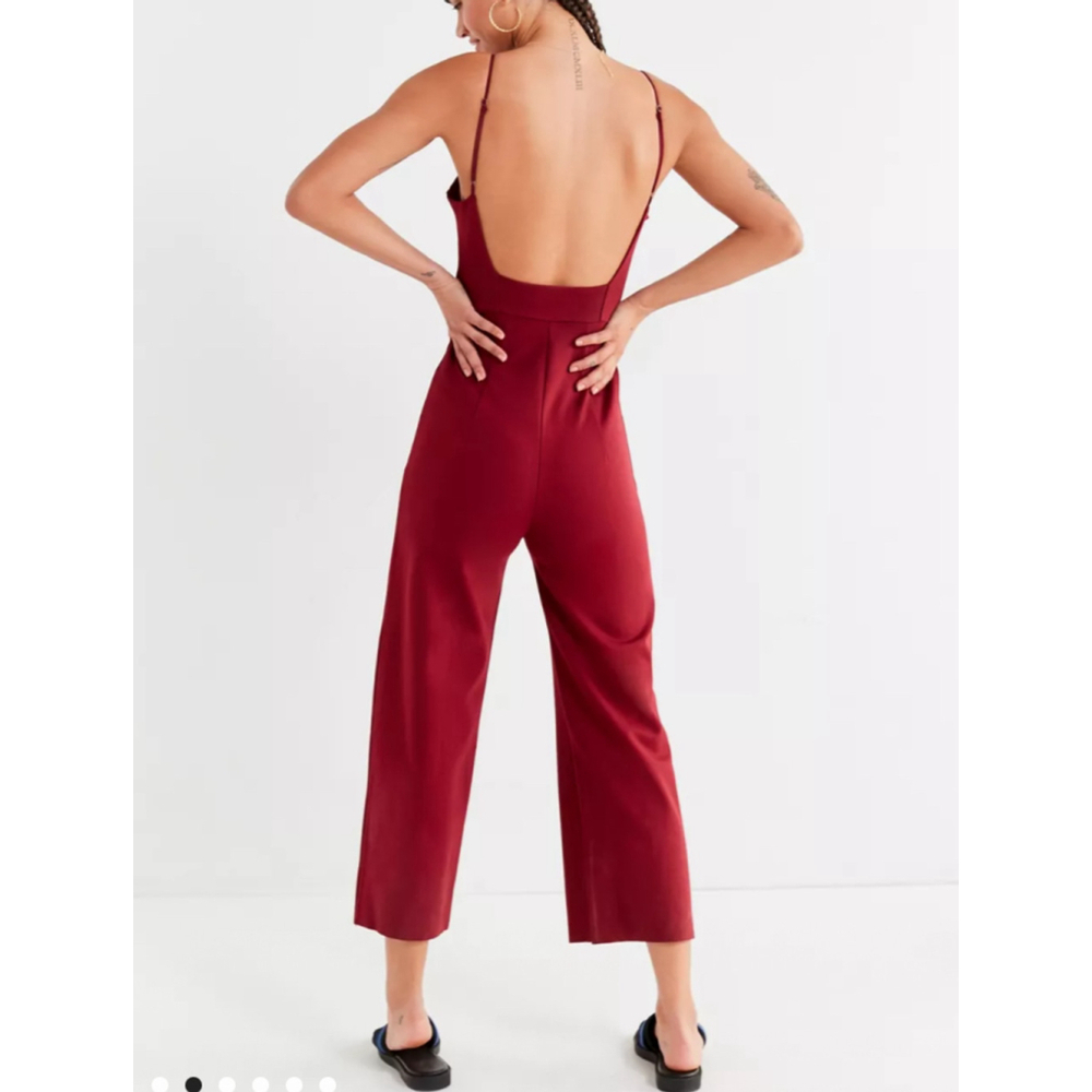 Urban Outfitters Women’s Jumpsuit Red Square Neck Wide Leg Small Petite